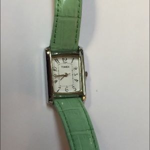Genuine Green Leather Timex Women’s Watch